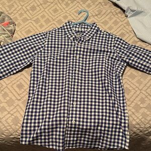 Lands' End Blue and White Checkered Button Down Shirt